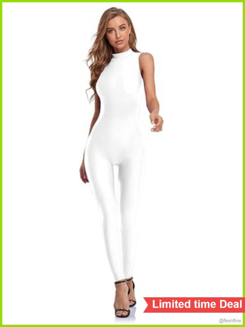 Sleeveless One Piece Bodycon Romper Turtleneck Workout Jumpsuit